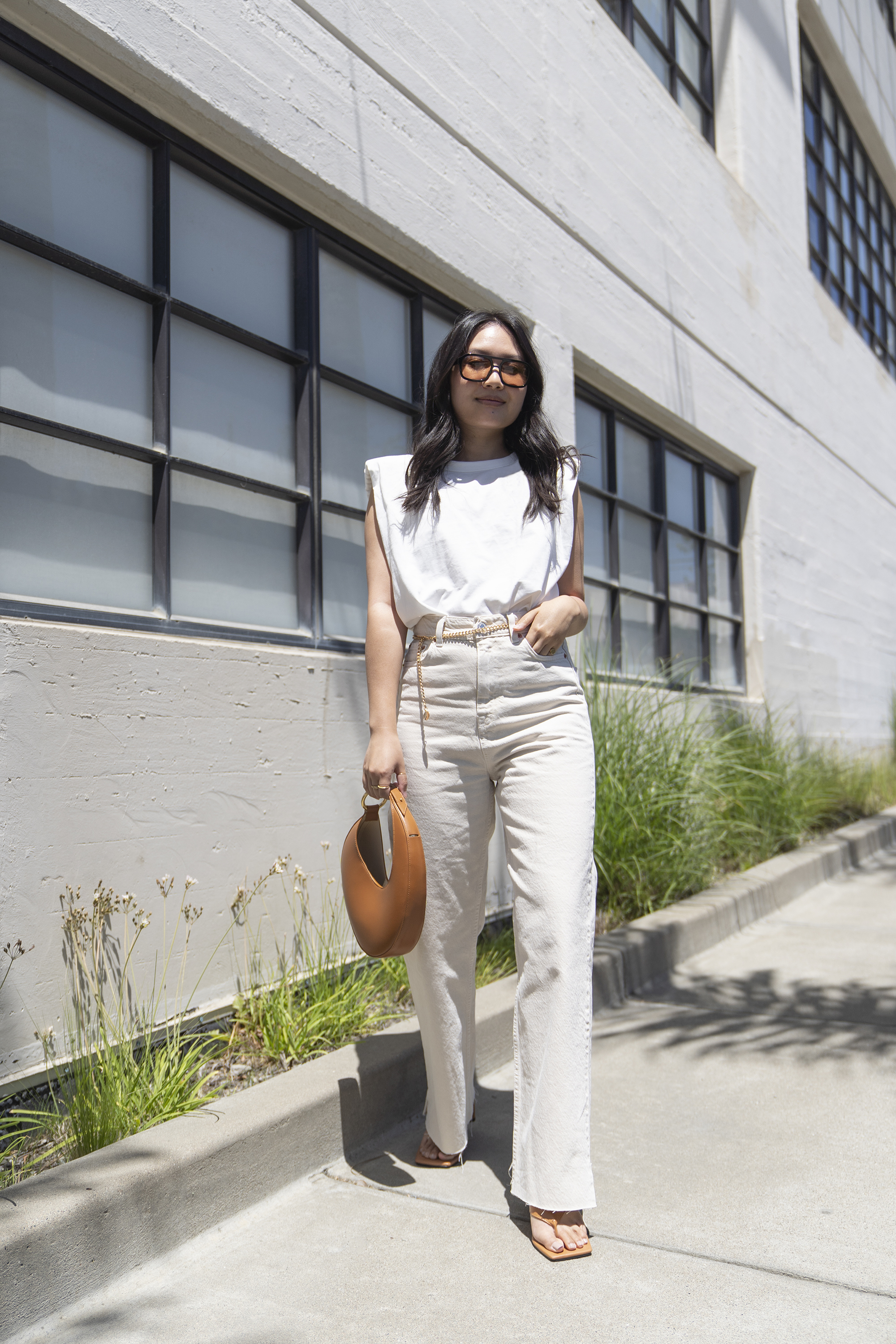 shoulder pad muscle tank outfit