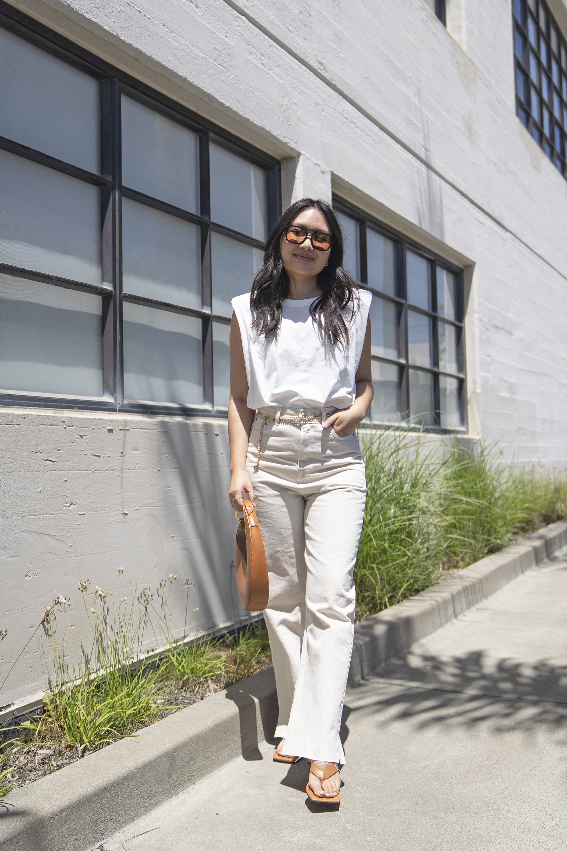 shoulder pad muscle tank outfit